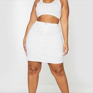 Pretty Little Thing plus size White denim skirt